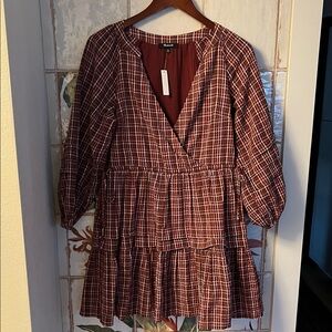 Petite Seersucker Wrap Mini Dress